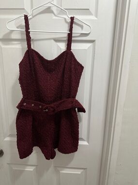 Day+ Moon Tweed Two Tone Romper with Belt Wine
